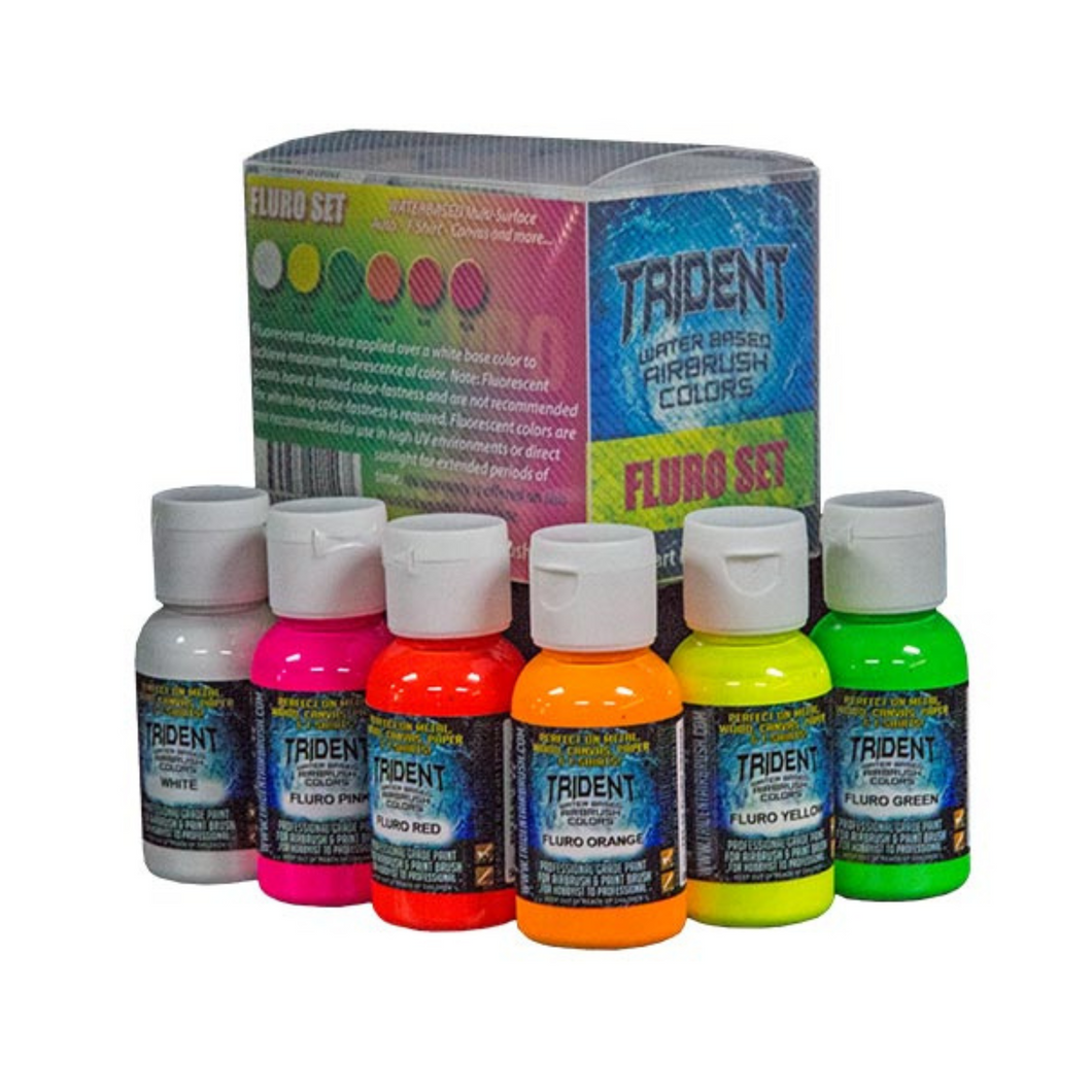 Trident Airbrush Paint Kit - Fluro 50ml Set 6 Bottles