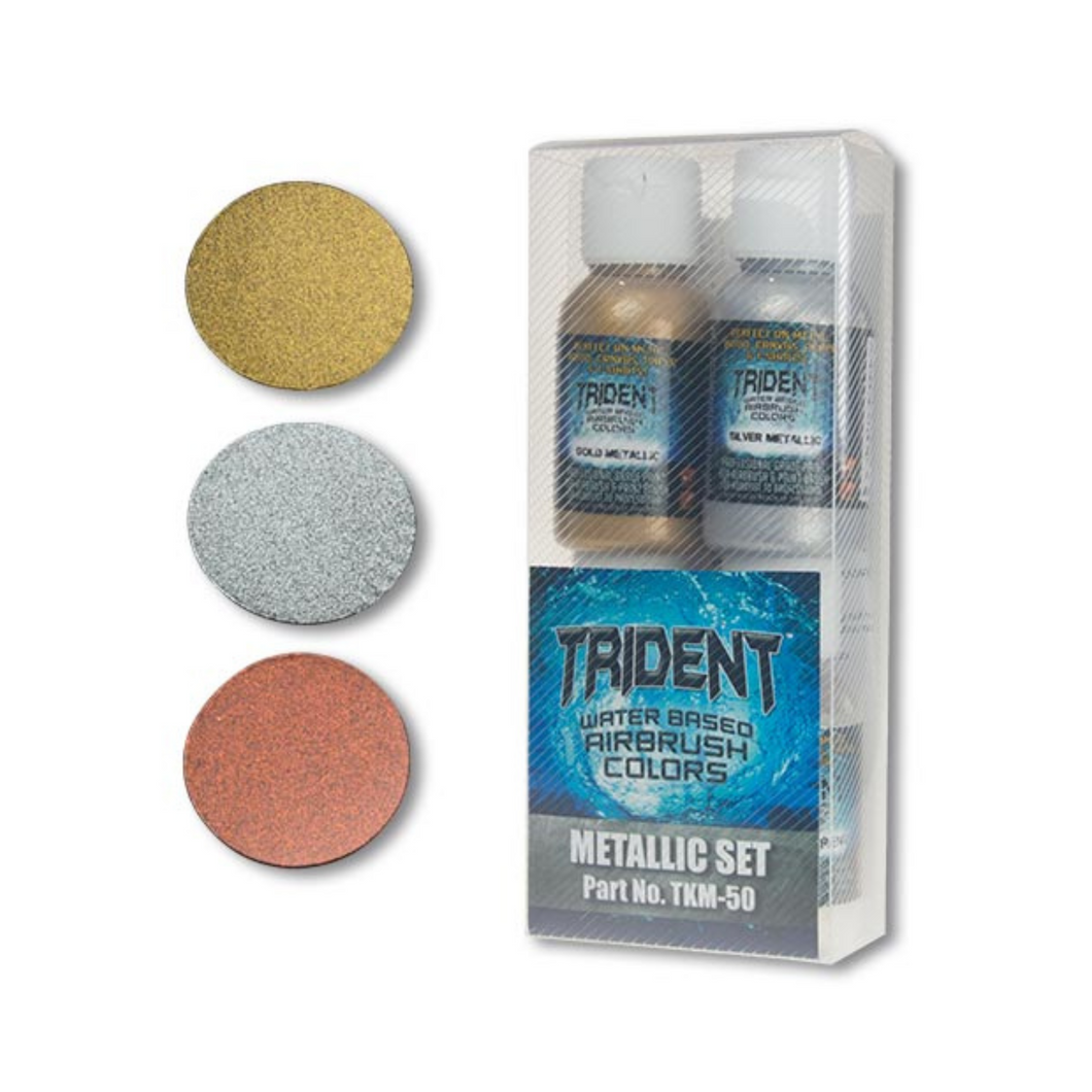 Trident Airbrush Paint Kit - Metallic 50ml Set 4 Bottles